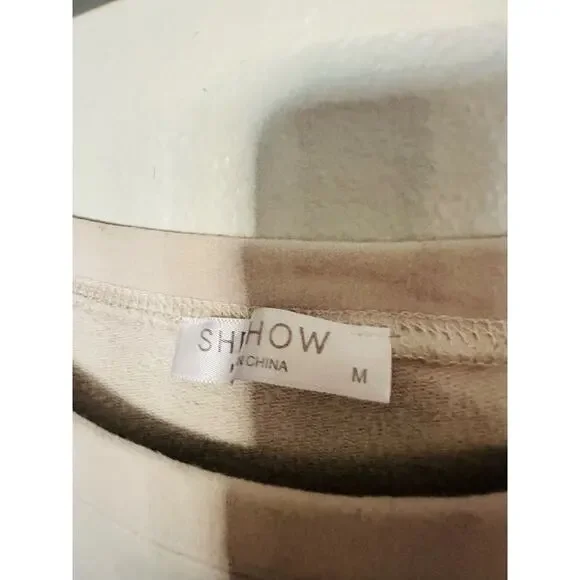 SHESHOW Cream White Black IDK IDC IDGAF Block Letters Long Sleeve Sweatshirt M - Picture 5 of 10